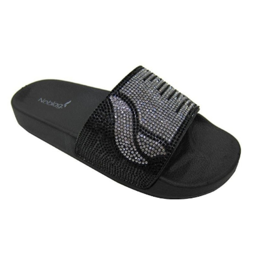 Noblag Glitter Sandals Women Slip Black